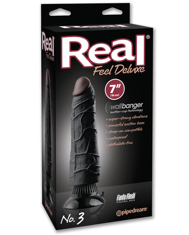 Real Feel Deluxe No. 3  7" Vibe Waterproof - Black