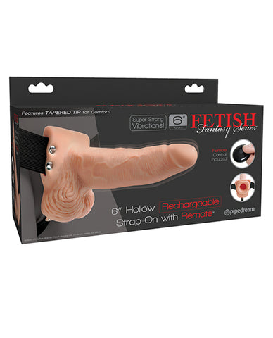 Fetish Fantasy Series 6" Hollow Rechargeable Strap On W-remote - Flesh