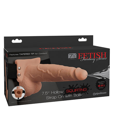 Fetish Fantasy Series 7.5" Hollow Squirting Strap On W-balls - Flesh