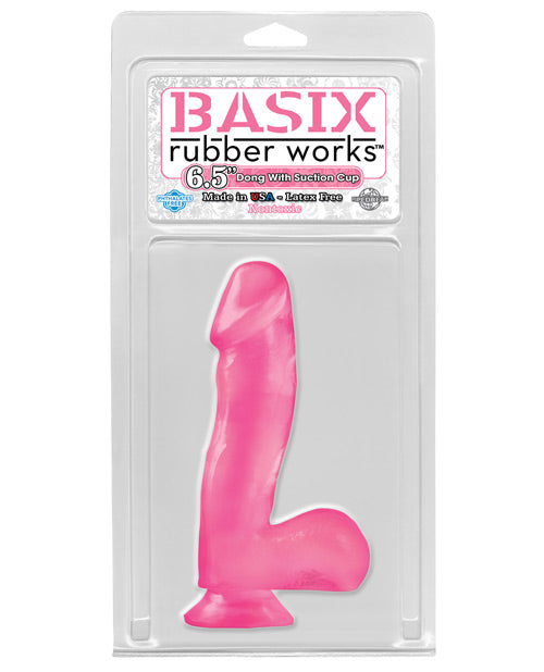 Basix Rubber Works 6.5" Dong W-suction Cup - Pink