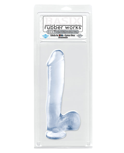 Basix Rubber Works 10" Dong W-suction Cup - Clear