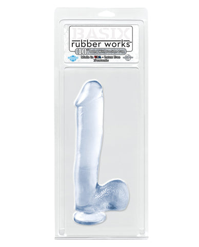 Basix Rubber Works 10" Dong W-suction Cup - Clear