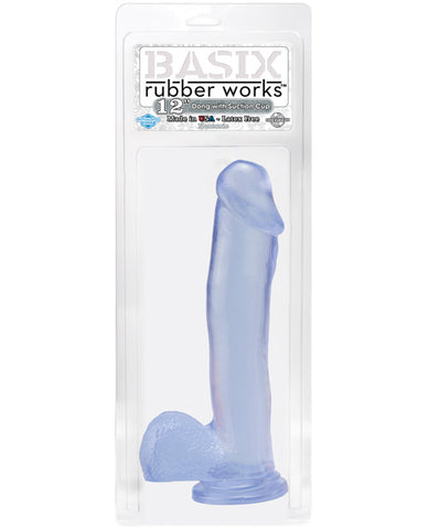 Basix Rubber Works 12" Dong W-suction Cup - Clear