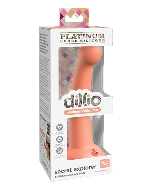 Dillio Platinum 6" Secret Explorer Silicone Dildo - Peach