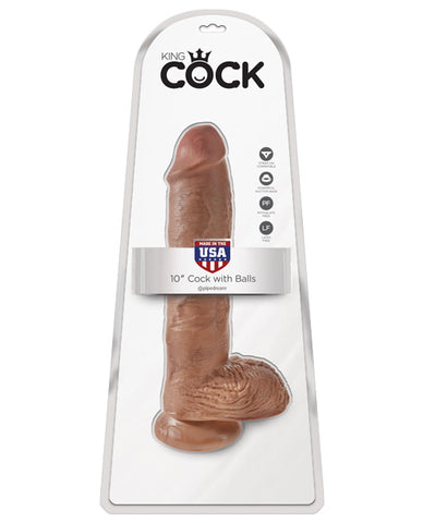 King Cock 10" Cock W-balls - Tan