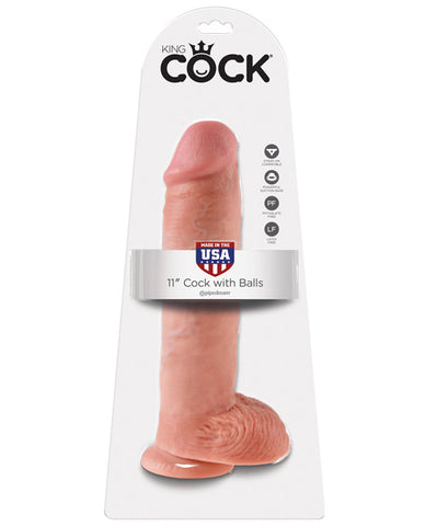 King Cock 11" Cock W-balls - Flesh