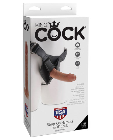 King Cock Strap-on Harness W-6" Cock - Tan