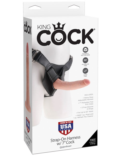 King Cock Strap On Harness W-7" Cock - Flesh
