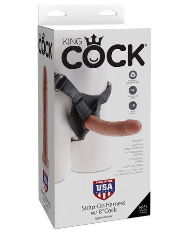 King Cock Strap-on Harness W-8" Cock - Tan