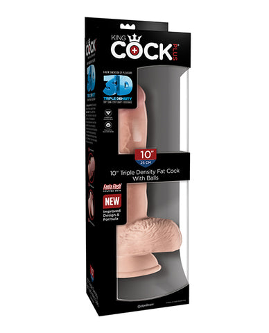 King Cock Plus 10" Triple Density Fat Cock W-balls