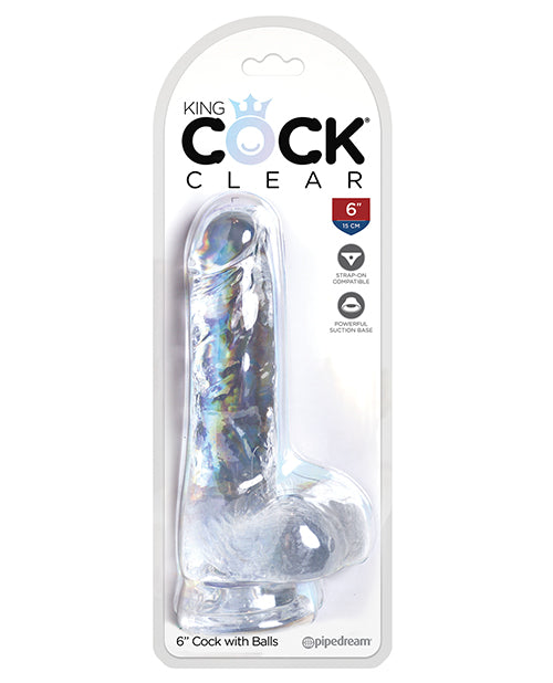 King Cock Clear 6" Cock W-balls