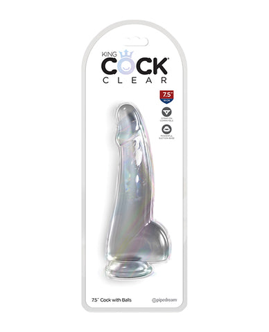 King Cock Clear 7.5" Cock W/balls - Clear