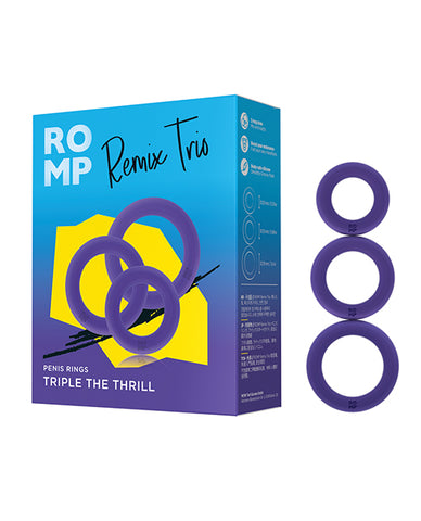 Romp Remix Trio Penis Ring Set Of 3 - Purple