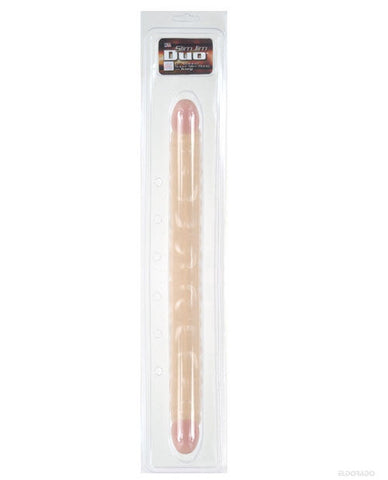 17" Slim Jim Duo Veined Super Slim Double Dong - Ivory