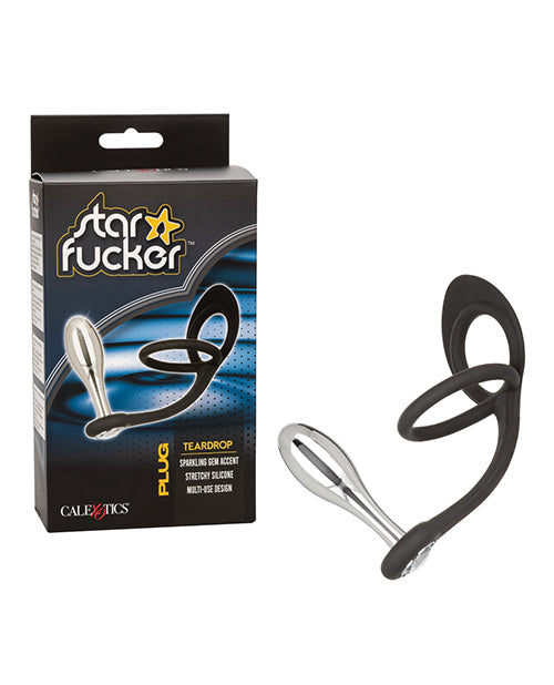 Star Fucker Teardrop Gem Plug W-silicone Enhancer - Black