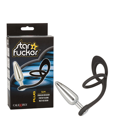 Star Fucker Slim Gem Plug W-silicone Enhancer - Black