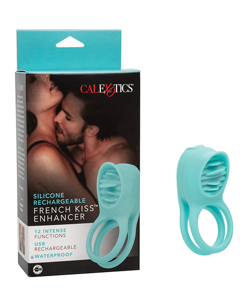 Couple's Enhancers Silicone Rechargeable French Kiss Enhancer - Teal