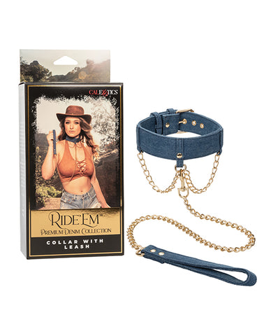 Ride 'em Premium Denim Collection Collar W/leash