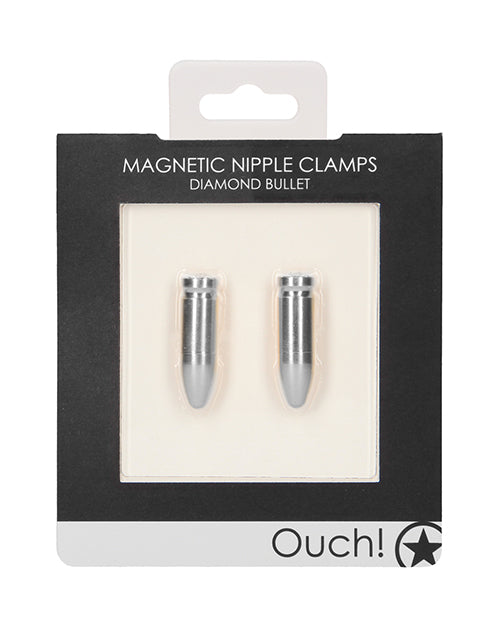 Shots Ouch Bullet Magnetic Nipple Clamps - Silver