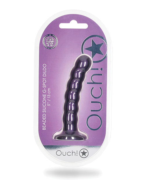 Shots Ouch 5" Beaded G-spot Dildo - Metallic Purple