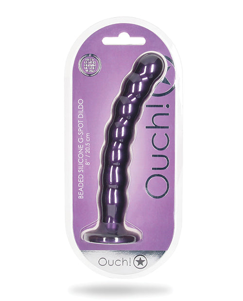 Shots Ouch 8" Beaded G-spot Dildo - Metallic Purple