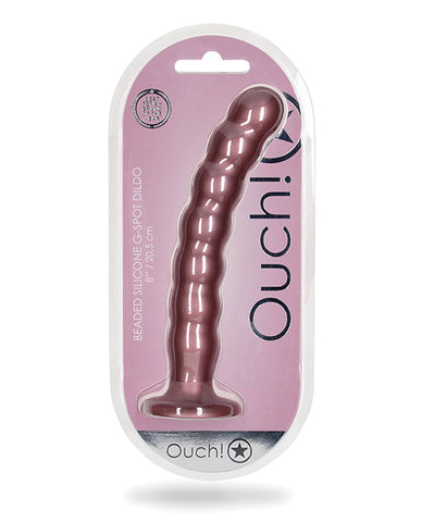 Shots Ouch 8" Beaded G-spot Dildo - Rose Gold