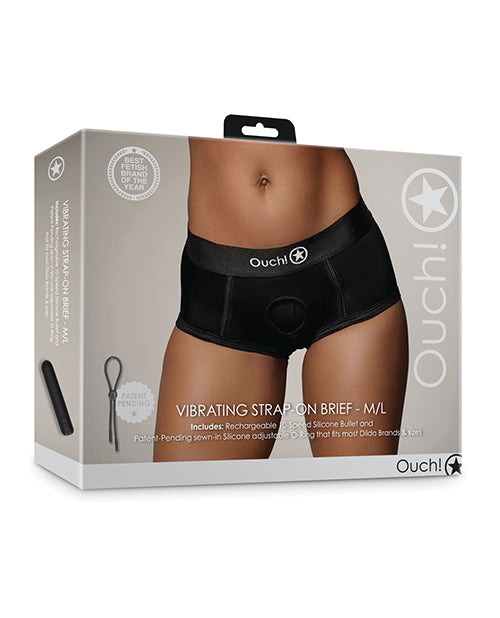 Shots Ouch Vibrating Strap On Brief - Black M/l