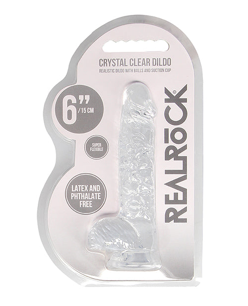 Shots Realrock Realistic Crystal Clear 6" Dildo W-balls -  Transparent Clear