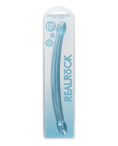 Shots Realrock Crystal Clear 17" Double Dildo  - Blue