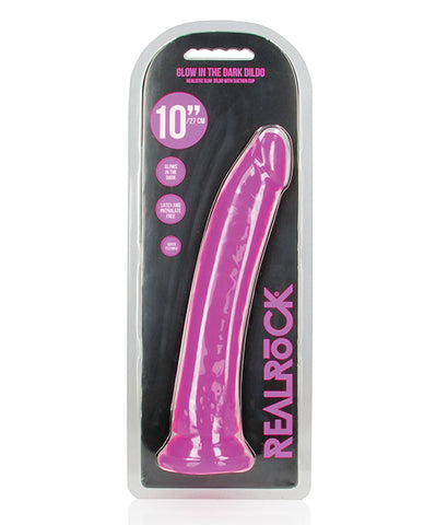 Shots Realrock 11" Slim Dildo Glow In The Dark - Neon Purple