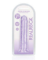 Shots Realrock Crystal Clear 7" Straight Dildo W/suction Cup - Purple