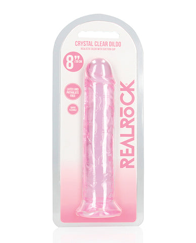 Shots Realrock Crystal Clear 8" Straight Dildo W/suction Cup - Pink