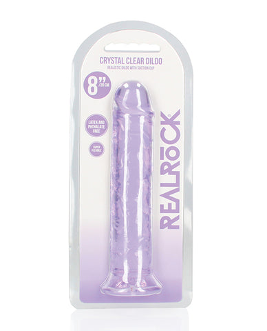 Shots Realrock Crystal Clear 8" Straight Dildo W/suction Cup - Purple