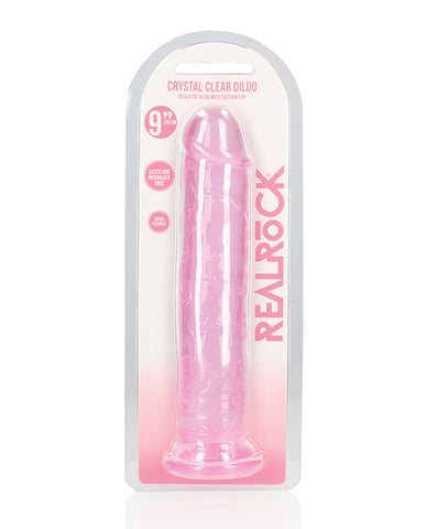 Shots Realrock Crystal Clear 9" Straight Dildo W/suction Cup - Pink