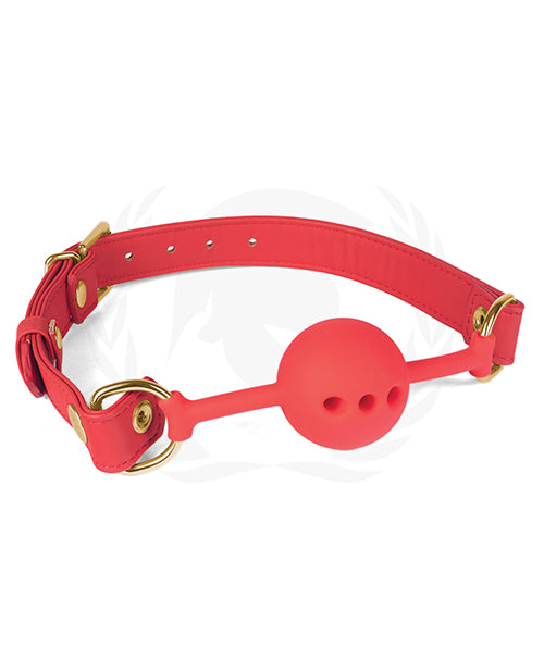 Spartacus Silicone Ball Gag W-red Pu Straps - 46 Mm Red