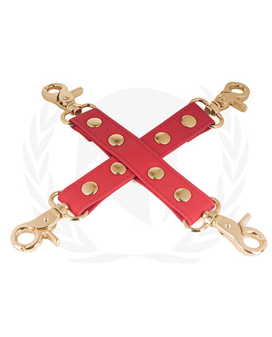 Spartacus Pu Hog Tie W-gold Hardware - Red