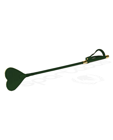 Spartacus Pu Riding Crop W-plush Heart Shape Tip - Green