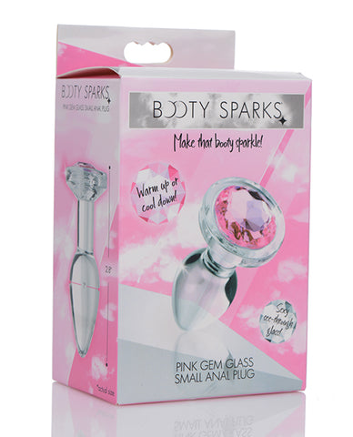 Booty Sparks Pink Gem Glass Anal Plug - Small