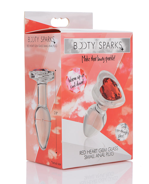 Booty Sparks Red Heart Gem Glass Anal Plug - Small