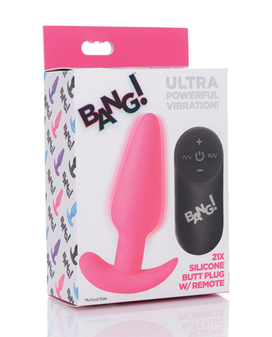 Bang! 21x Vibrating Silicone Butt Plug W-remote - Pink