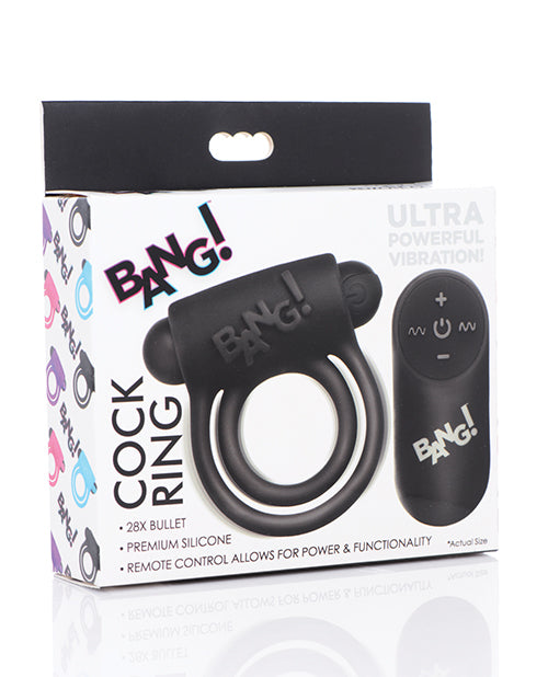 Bang! Vibrating Cock Ring & Bullet W-remote Control - Black