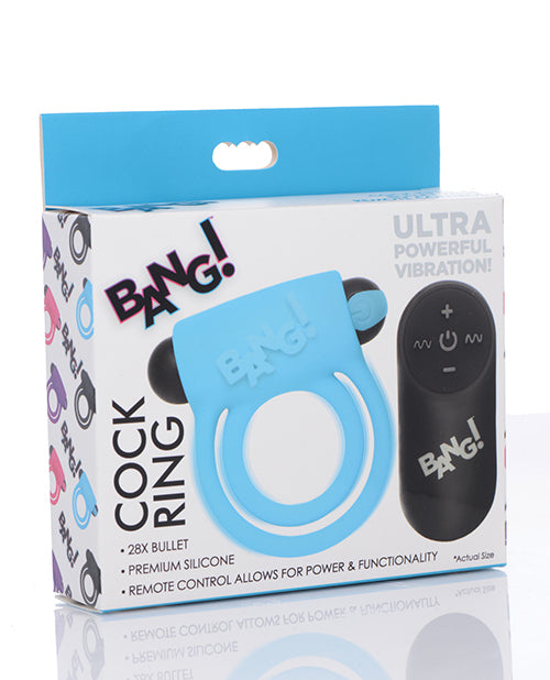 Bang! Vibrating Cock Ring & Bullet W-remote Control - Blue