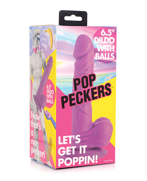 Pop Peckers 6.5" Dildo W/balls - Purple