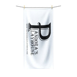 White Beach Towel With Black Lettering