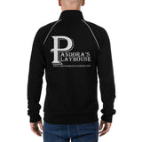 Black Piped Fleece Jacket with White Lettering