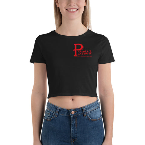 Women’s Black Crop Tee With Red Lettering
