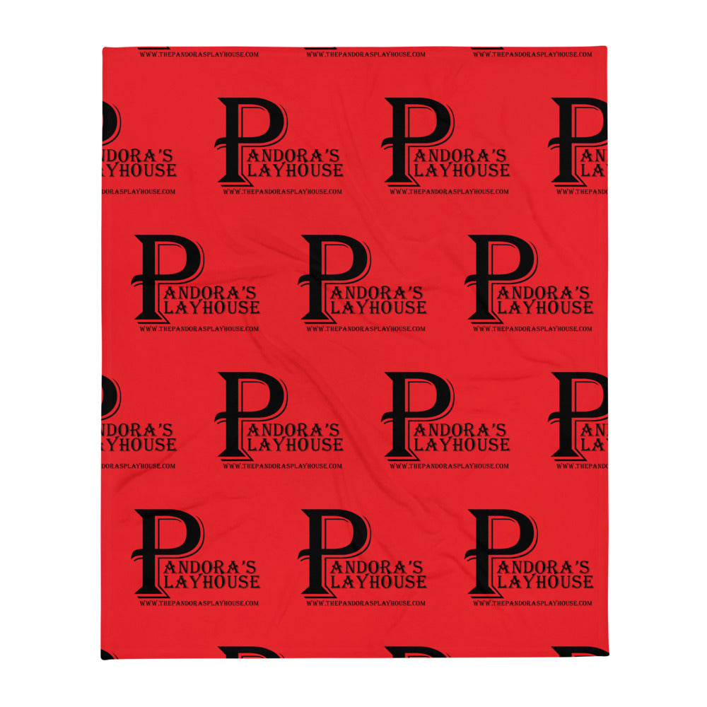 Red Throw Blanket with Black Lettering