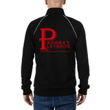 Black Piped Fleece Jacket with Red Lettering