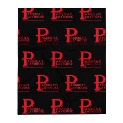 Black Throw Blanket with Red Lettering