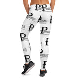 White All-Over Print Leggings with Black Lettering